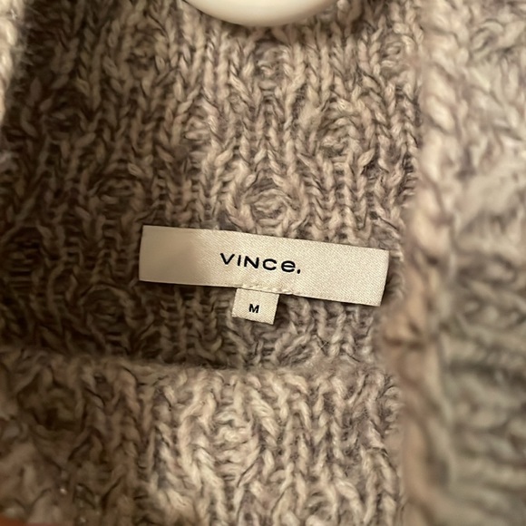 VINCE Medium Merino Wool Cashmere Blend Cable Knit Mock Sweater - Picture 5 of 12